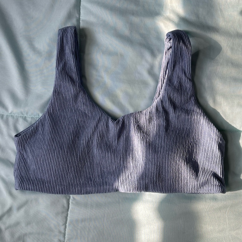 Shein Blue Ribbed Swimsuit Top with padding